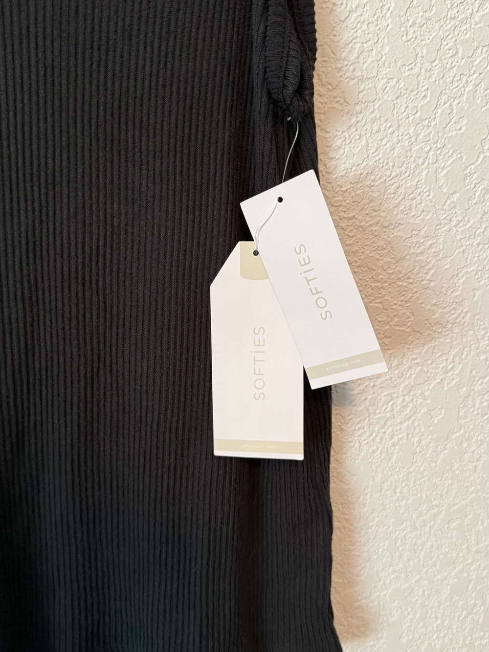 Women’s Black Ribbed V-Neck Tank Top by Softies - Picture 3 of 5